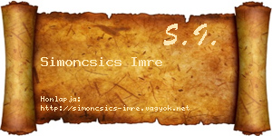 Simoncsics Imre névjegykártya